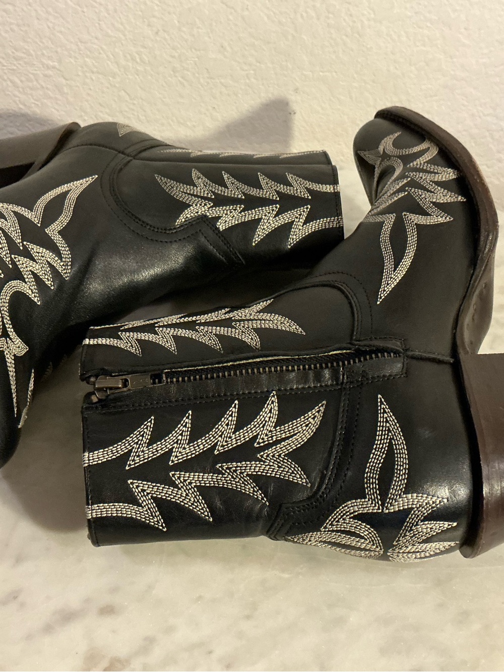 Stetson Black Ankle Western Boots with White Stitching Wm Sz 8.5 - Picture 11 of 17